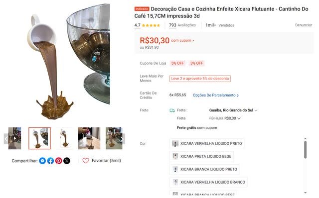 Xícara Flutuante 3D